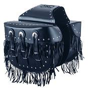 Leather Saddlebag w/Conchos & Leather Fringes on Front and Side